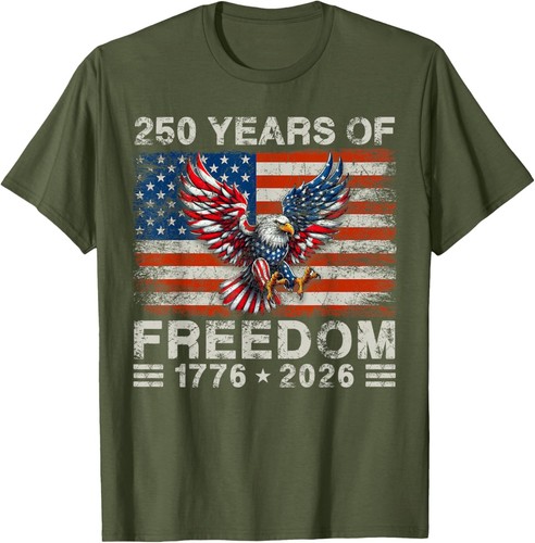 250th American Anniversary Independence 250 Years of Freedom T-Shirt - Zdjęcie 8 z 8