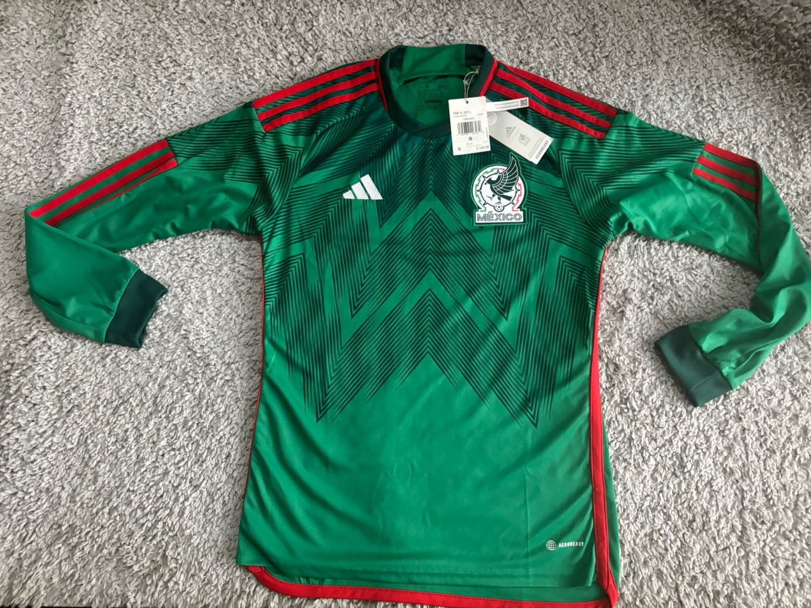 Mexico Adidas Home 2022 World Cup Size Small men's - HE8850 (Long Sleeve)