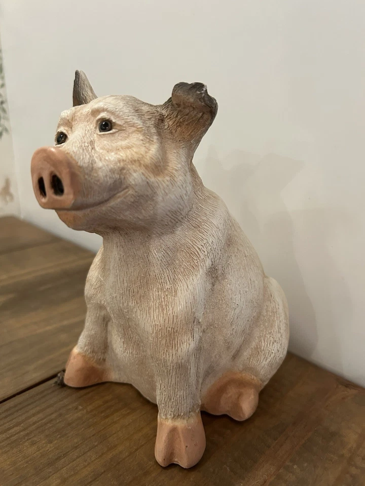 Коллекционная керамическая фигурка большая свинья глазированная высота 7,5 дюйма длина 8 дюймов - Изображение 4 из 4