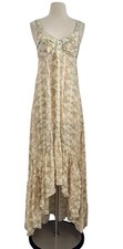 Free People Love Birds Maxi Dress Sz 2 Hi Low Hem Scoop Neck Sleeveless Beige