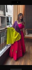 New Fancy Rayon Cotton Pink Lehenga Choli With Dupatta For Navratri Special