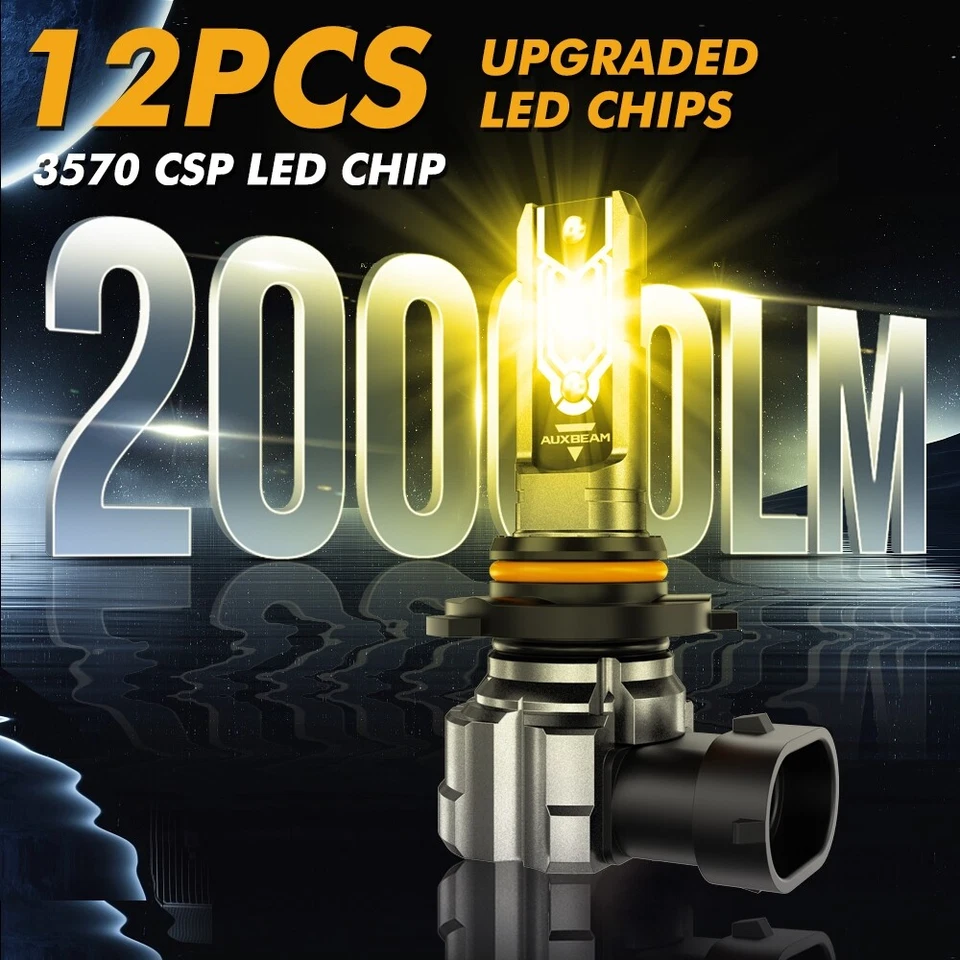 AUXBEAM 9005 9006 LED CANBUS Faros Alto Bajo 3000K Ámbar Súper Brillante Foto 3 de 4