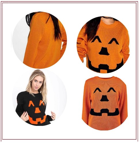 Halloween Pumpkin Face Ladies Women's 