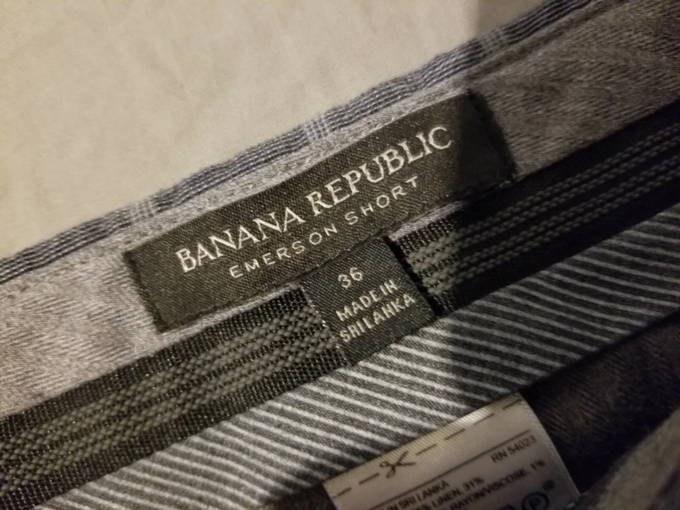 Mens Banana Republic Linen Shorts 36 Gray Khaki Chino 38 - Image 3 of 4
