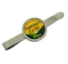 Unique THATCHER'S GOLD TIECLIP chrome TIE SLIDE bar CIDER west country SOMERSET
