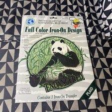Vintage Endangered Panda Bear Full Color Iron On Transfer NOS