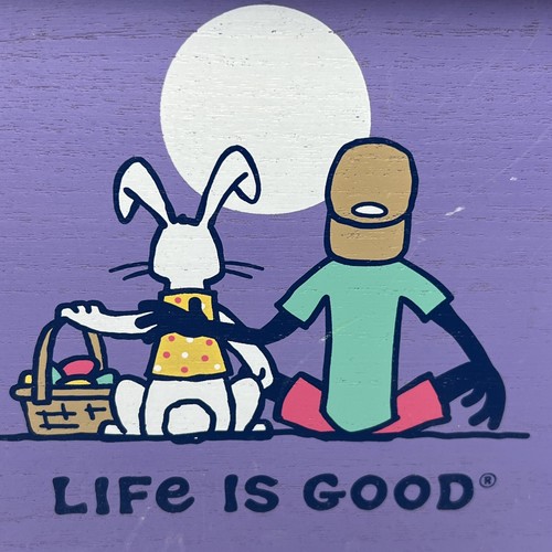Wood LIFE IS GOOD Easter Egg Bunny Table Sign Plaques Wall Art - Picture 8 of 8