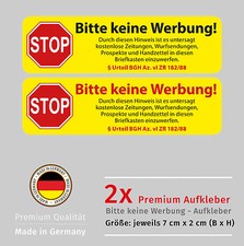 Briefkasten Aufkleber Set Bitte KEINE WERBUNG...