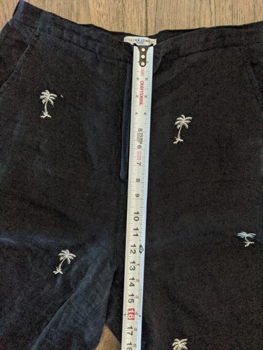 Jillian Jones 100% Linen Beige Palm Tree Embroidered Long Pants - Sz 14 (32x31) - Picture 8 of 12