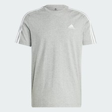 Adidas Grey men Essentials Single Jersey 3-Stripes T-SHIRT SZ: XL NWT