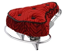 10" LONG F&R ORIGINAL LOWRIDER BICYCLE CRUISER BUTTON VELOUR SADDLE IN RED