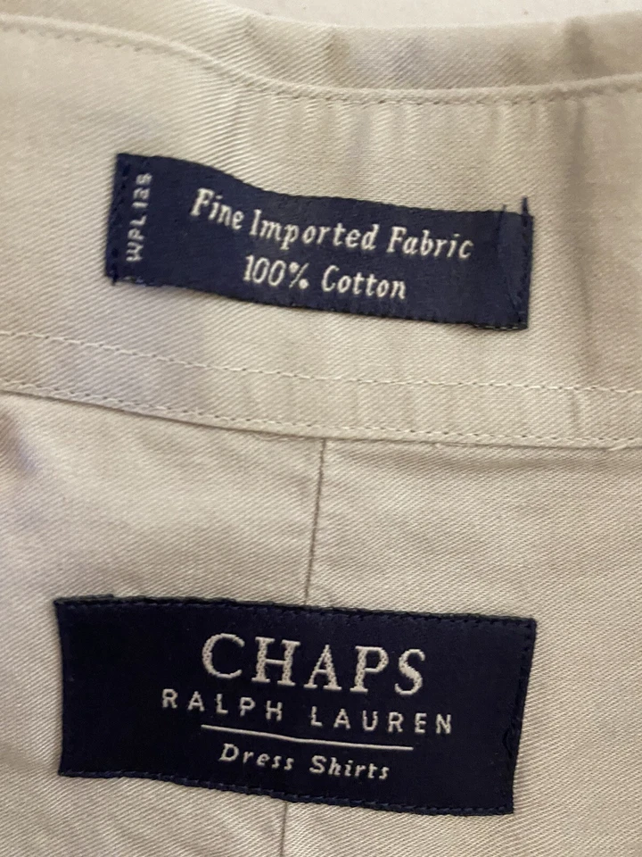 Chaps Ralph Lauren Hombre Camisa Manga Larga Vestido 16.5 34/35 100% Algodón Foto 4 de 4