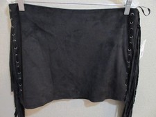 Forever 21 Fringed Sides Microfiber Mini Skirt Size Large NWT Suede Look