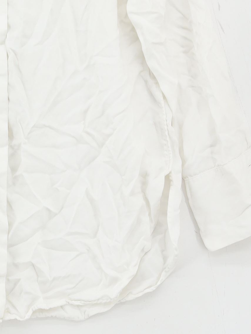 Camicia donna Massimo Dutti UK 12 bianca 100% altra manica lunga girocollo basic