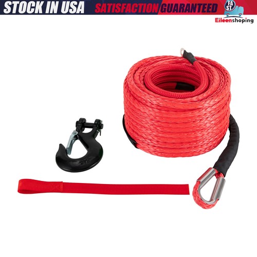 1/2x85ft Synthetic Winch Rope 31500LBS w/ Hook Truck Car Tow Recovery Cable - Picture 2 of 12