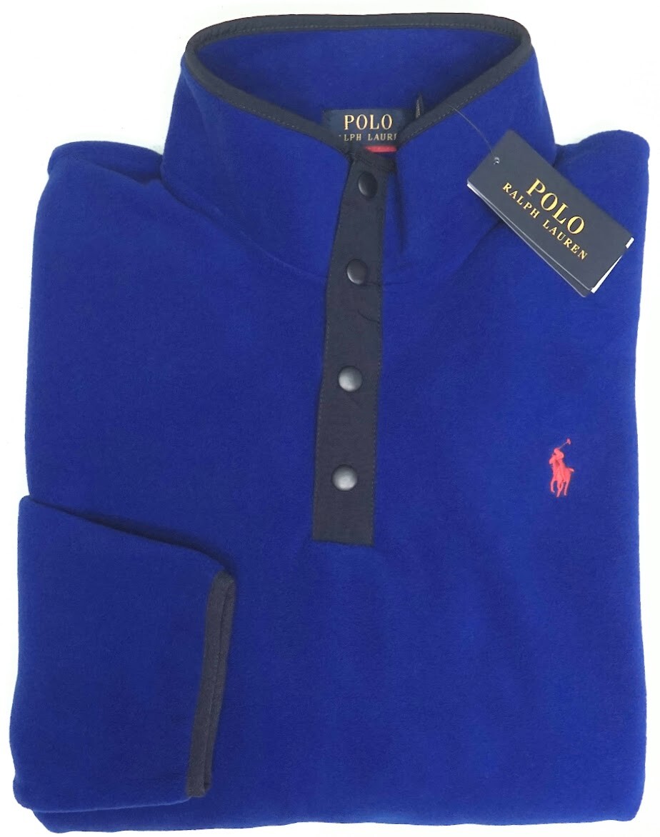 Polo Ralph Lauren Mens 1/4 Snap Long Sleeve Jacket Fleece Royal