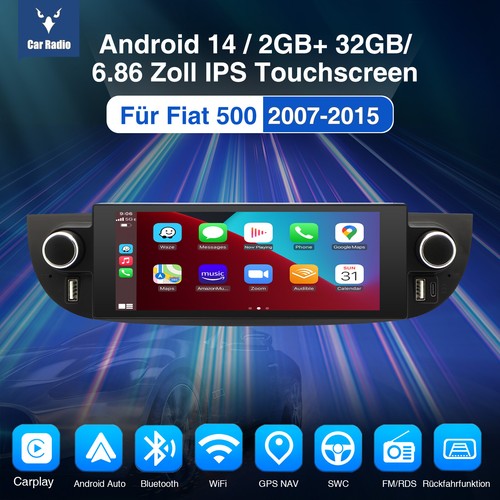 Android14 Touchscreen Autoradio Für Fiat 500 2007-2015 Carplay GPS BT FM RDS SWC - Bild 2 von 13