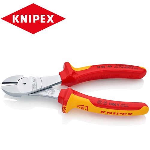 Knipex VDE High Leverage Diagonal Side Cutter Pliers 180mm Wire Cable 74 06 180 - Picture 2 of 7