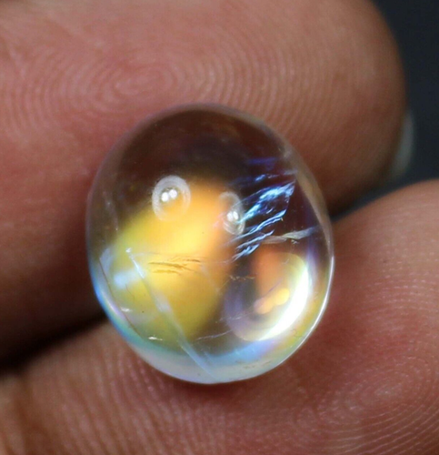Rainbow Cabochon Multi Fire Moonstone Madagascar Gemstone Healing Crystal 6.50Ct - Picture 3 of 4