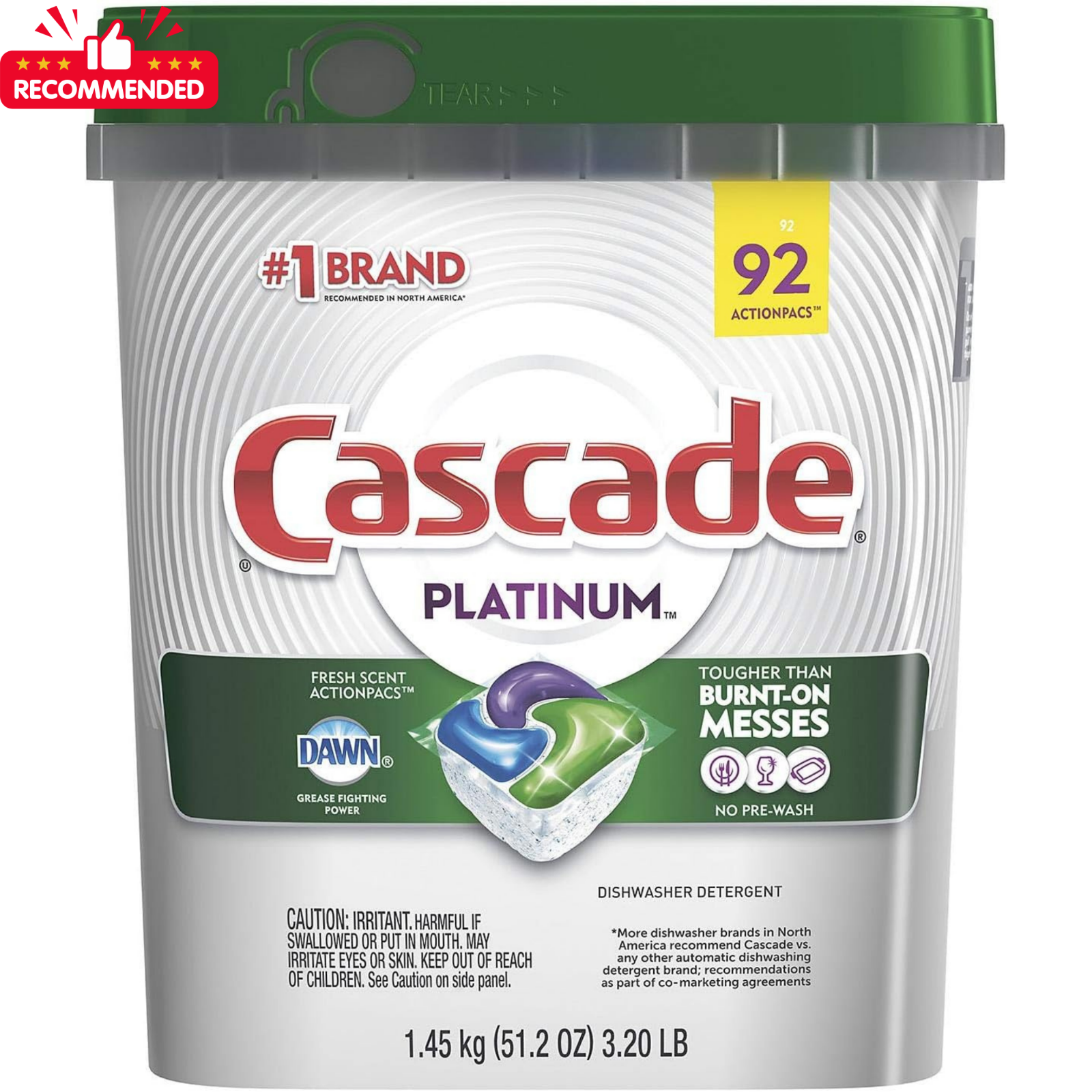 Cascade Platinum ActionPacs, Dishwasher Detergent Pods, Fresh Scent (92 ct.)