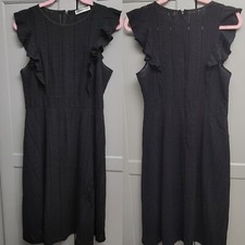 Eyelet Black Cotton Midi Dress M Sleveless 