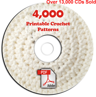4000 Printable Crochet Patterns-Teaching-Guides-Books-Afghan-Knit-Stitch-PDF-DVD