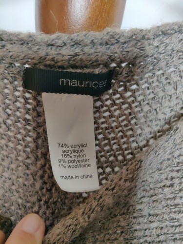Maurices womens One Size? poncho style sweater brown button on each side fringe  - Picture 6 of 7