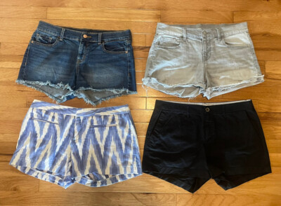 LOT OF 4: Women s Teen Shorts Cotton, Denim Shorts Size 6 - 8 Gap Old Navy EUC