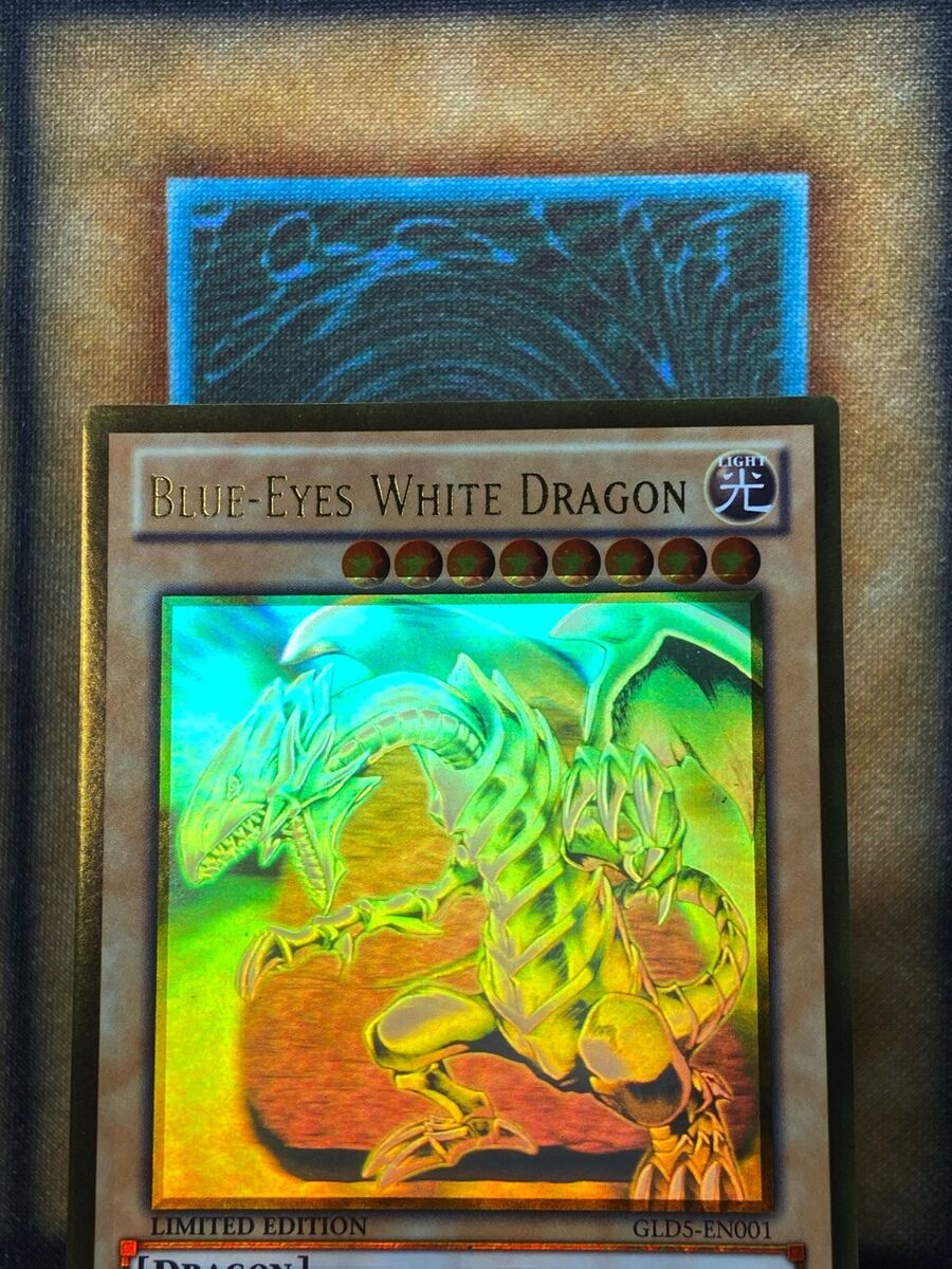 Yugioh Blue-Eyes White Dragon GLD5-EN001 Gold Ghost Rare Yugioh Blue-Eyes White Dragon GLD5-EN001 Gold Ghost Rare