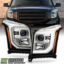 For 2015-2020 GMC Yukon Halogen w/LED DRL Projector Headlights Lamp Left+Right