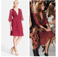 Diane Von Furstenberg ASO Zoey Dutch ALICIA Ballet Rose Garnet Wrap Dress Sz 0