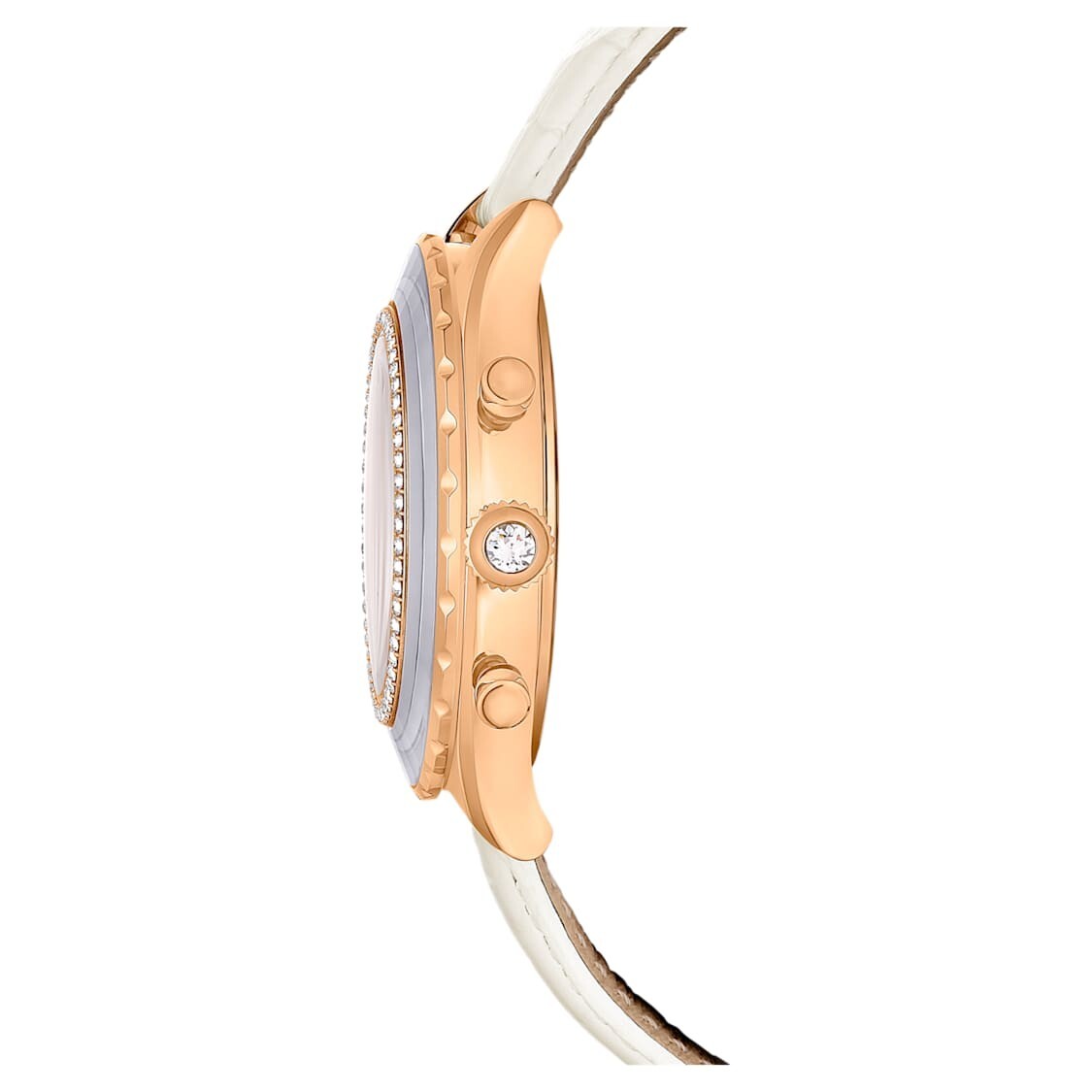 Swarovski Octea Chrono Watch Swiss Made, Leather Strap, White