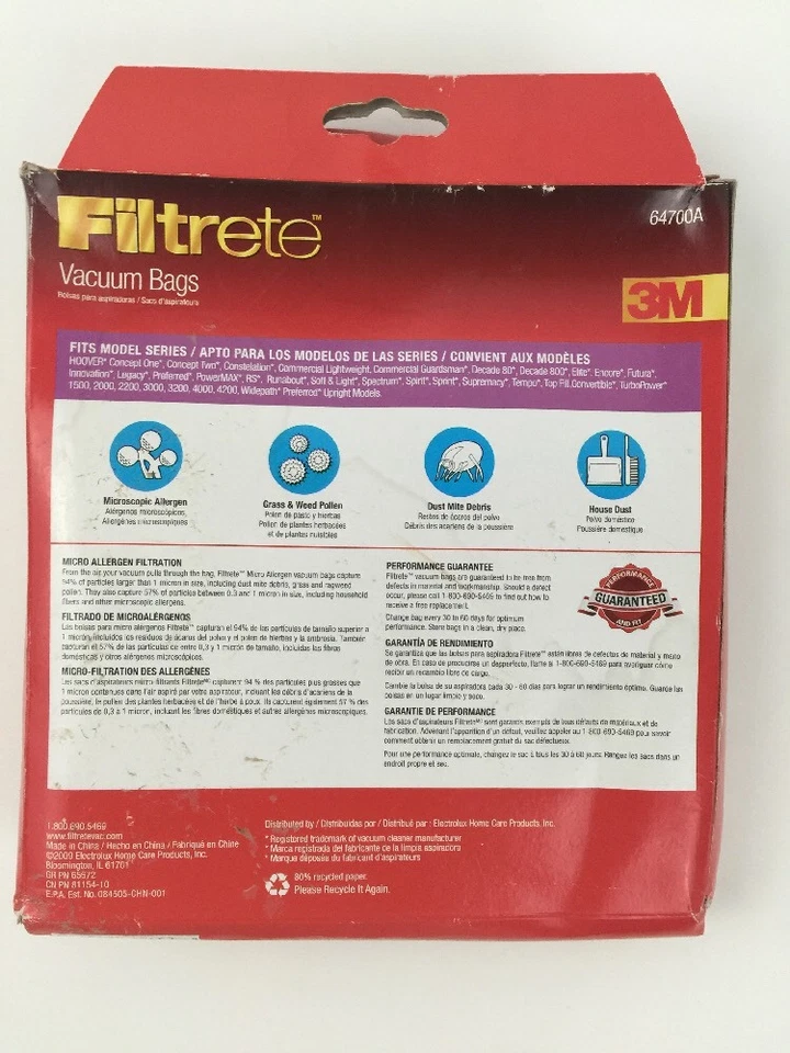 Filtrete 64700A Type A For Hoover Micro Allergen Replacement Vacuum Bags 3 Bag - Image 2 of 4