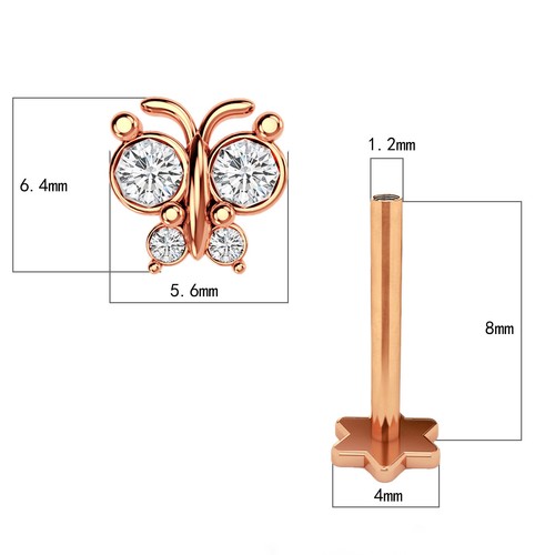 Knorpel Tragus Helix Ohrstecker, Kristall Ohrring, Innengewinde Edelstein Labret - Bild 10 von 88
