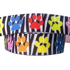 GROSGRAIN RIBBON 7/8" Dog Paw Print Zebra For Gift Decoration Hair bows Collar