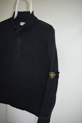 Stone Island S/S 2003 Cotton/Silk 1/4 Zip Sweater Jumper Knit Logo Men's Size L - Picture 2 of 16