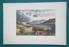 SCOTLAND Loch Etive w/ Dunstaffnage Castle - 1882 Color Litho Print