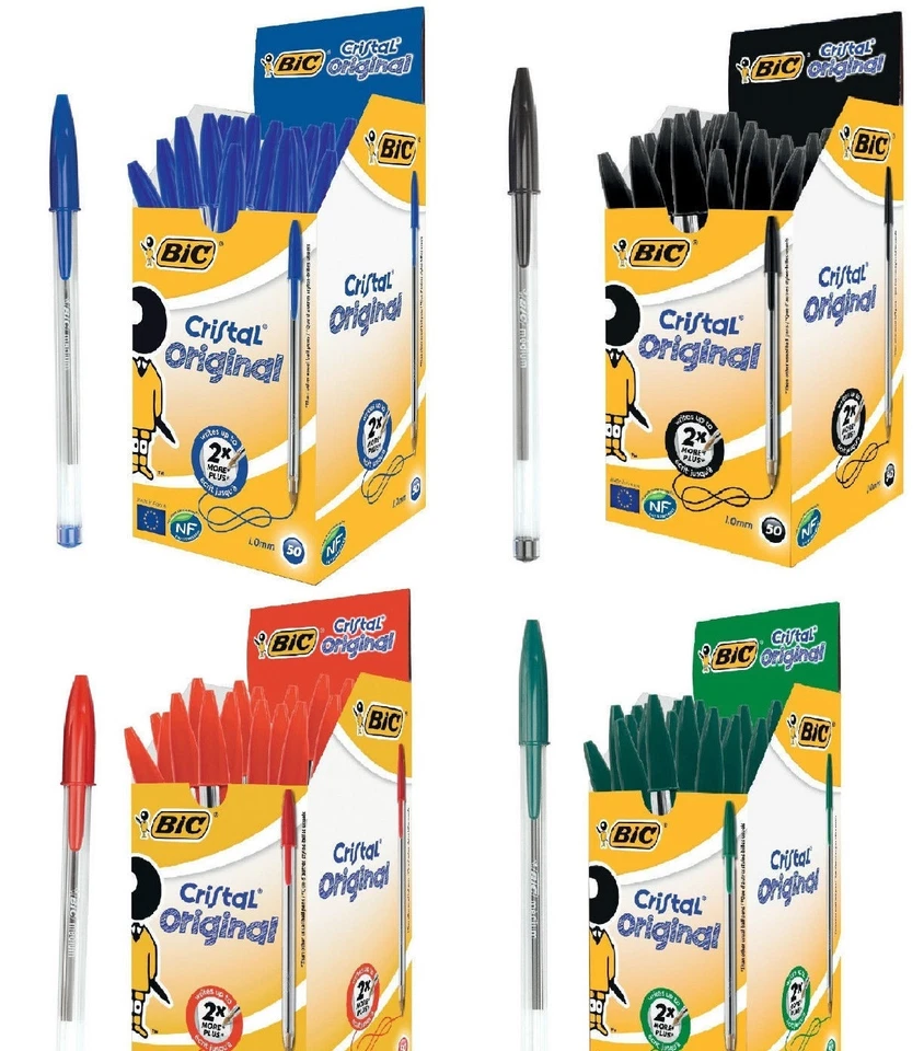 Bic Original Cristal Medium Ballpoint pen biros (Black, Blue, Red &Green) 1.0mm