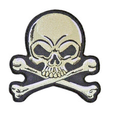 SKULL  CROSS BONES ROADGEAR 3" X 3" BIKER EMBROIDERED REFLECTIVE IRON ON PATCH