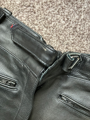 Women's J & S Motorcycle Trousers Heavy Leather Black Bike pants UK 10 Short leg - Picture 6 of 18