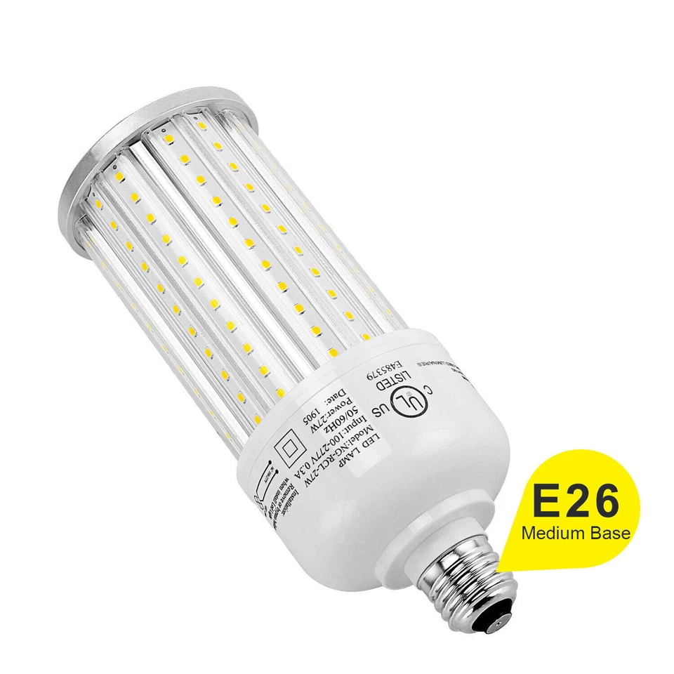 27W LED Corn Light Bulb E26 Standard Base 5000K Daylight Equal 100W MH HPS Lamp - Image 4 of 4