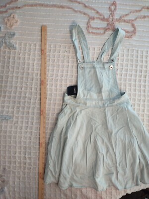 YMHY Denim Stone Wash Overall Dress with Pockets Size L, NWT