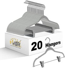 Quality Plastic 20-Pack Non Velvet Non-Flocked Thin Compact Coat Hangers with...