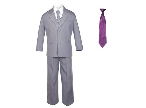 Hermosa New Baby Toddler Boys 6pcs Medium Slate Gray Formal Party Suit +extraTie - Picture 14 of 23