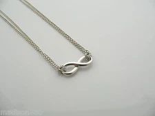 Tiffany & Co Silver Infinity Figure 8 Necklace Pendant Double Chain Gift Love