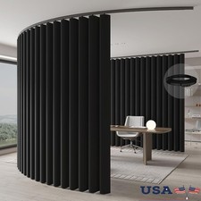 Room Divider Curtain Set Ceiling Track Privacy Light Blocking Flexible Fabric US