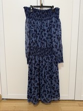 Michael Kors Arbor Floral Smocked Off-Shoulder Dress - Blueberry Size M