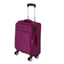 Cabin Suitcase Featherstone Purple 8 Wheel Carry On Luggage TSA Expandable Used