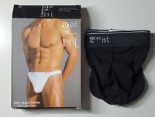 2(X)IST Men's Cotton Y-Back Thong - Black - Size M - BNIB