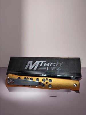 MTech MT-A2042WG USA Assisted Knife 3.5 in Blade Gold Stainless Handle